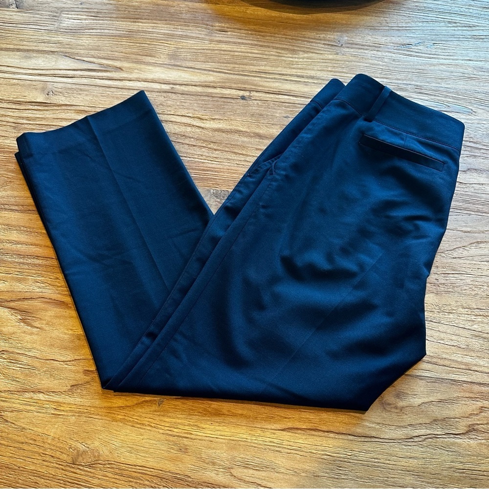 Tory Burch Womens Navy Cropped Straight Leg Trousers Pants Office Classic Size 6